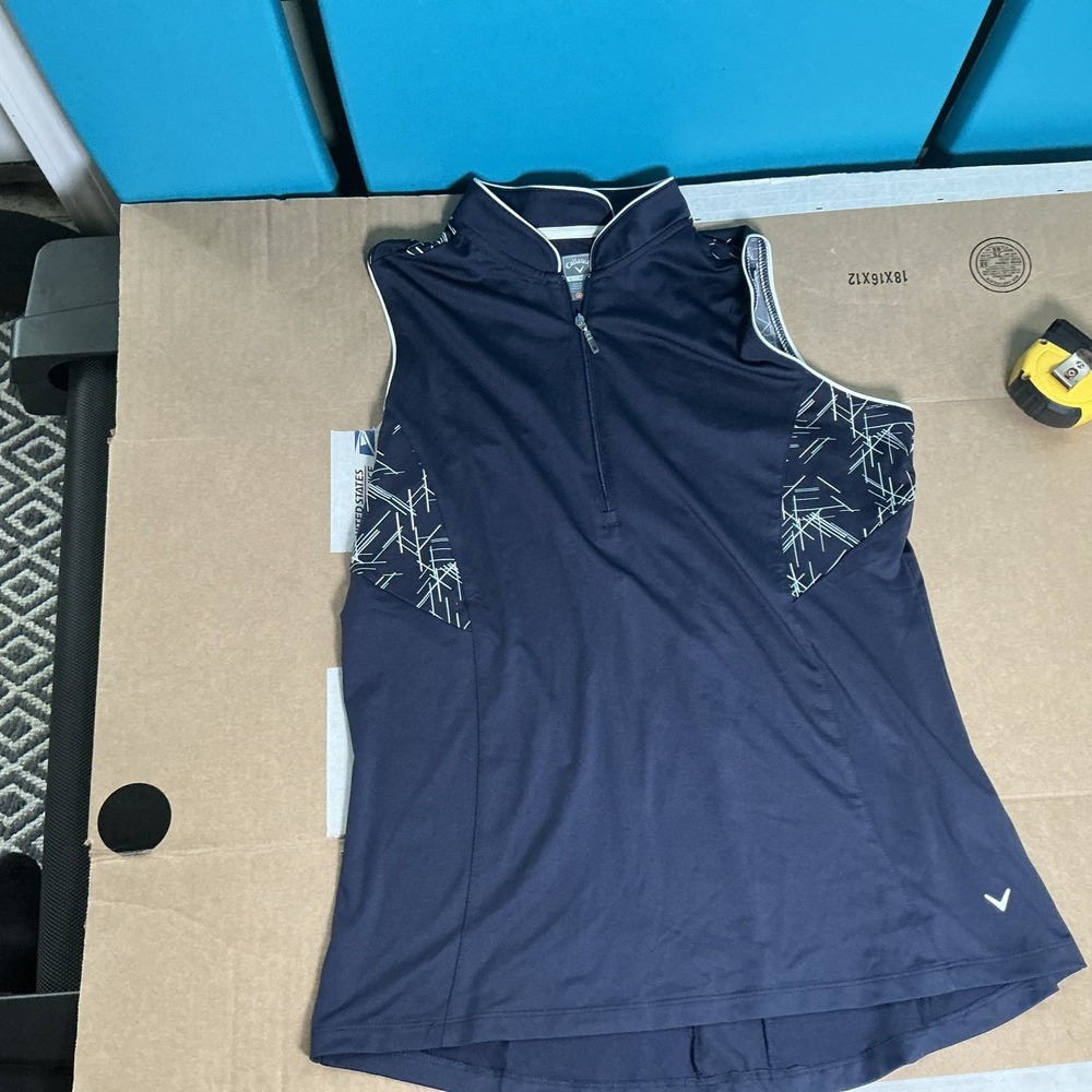 Callaway Quarter Zip Golf Tank Top-blue-size Large